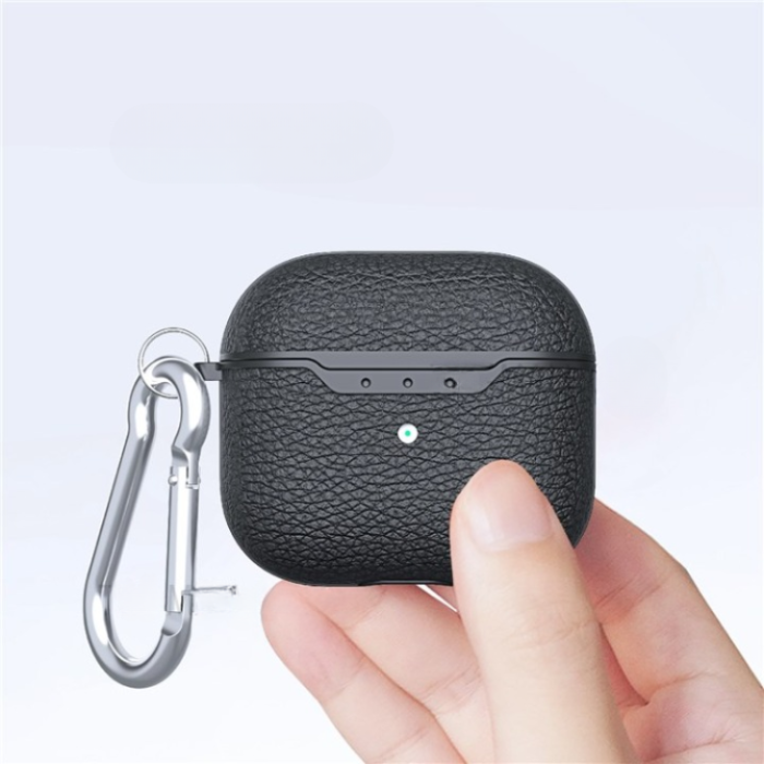 OEM - Airpods 3 Skal Litchi Texture - Röd