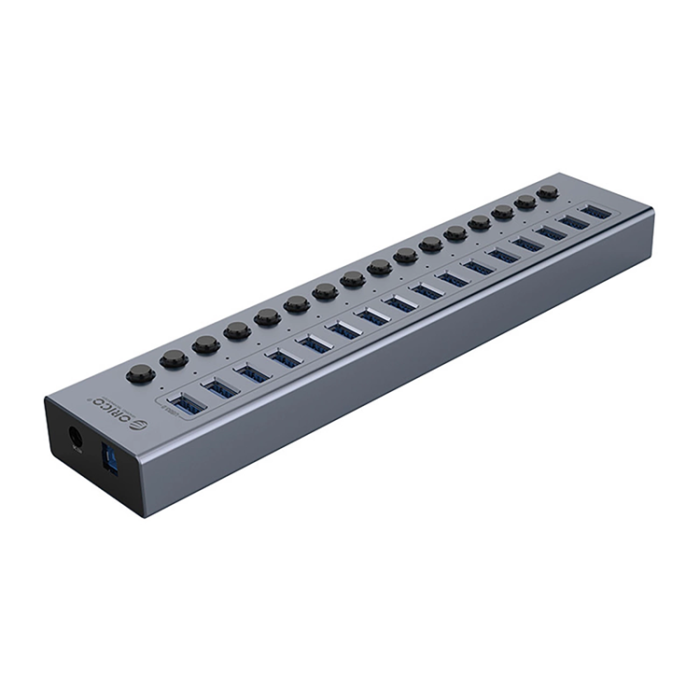 ORICO - Orico Hubb 16xUSB-A 3.0 med Strömbrytare - Grå