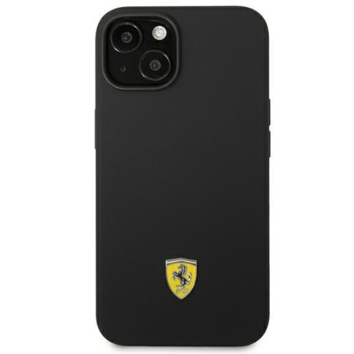 Ferrari - Ferrari iPhone 14 Plus Skal Silicone Metal Logo - Svart