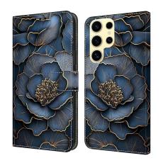 OEM - Pl&aring;nboksfodral f&ouml;r Samsung Galaxy S26 Ultra F&auml;llbart St&auml;ll - Bl&aring; Guld Pion