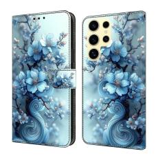 OEM - Pl&aring;nboksfodral f&ouml;r Samsung Galaxy S26 Ultra F&auml;llbart St&auml;ll - Blomm&ouml;nster - Isbl&aring;