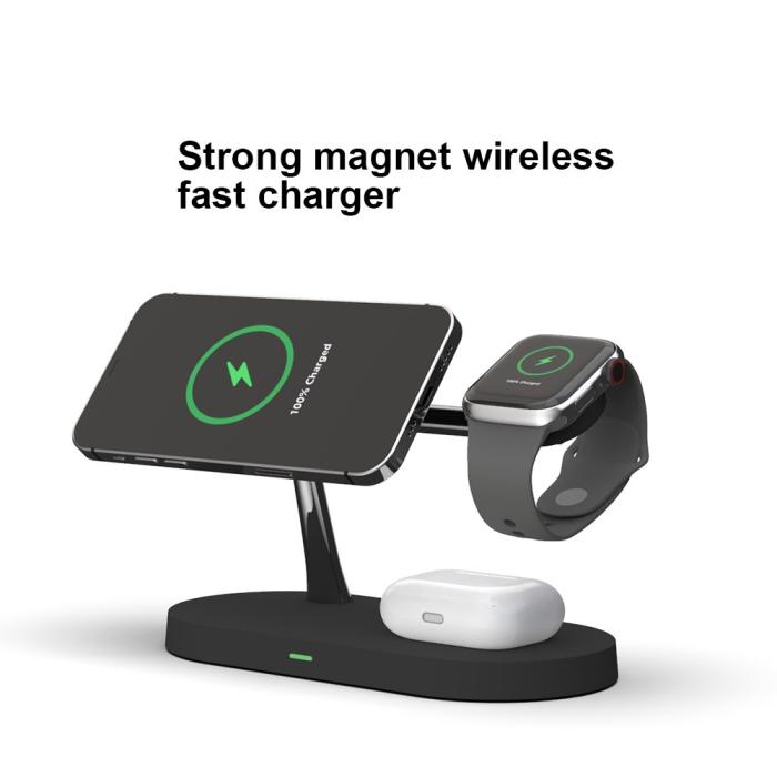  - 4-in-1 Trådlös Laddare Magsafe iPhone, Apple Watch, AirPods - Svart