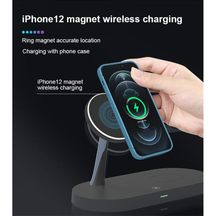  - 4-in-1 Trådlös Laddare Magsafe iPhone, Apple Watch, AirPods - Svart