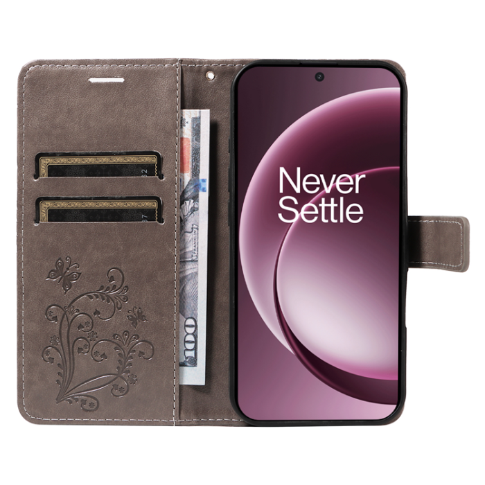 A-One Brand - OnePlus 15 5G Konstläder Plånboksfodral Floral Butterfly Imprinted