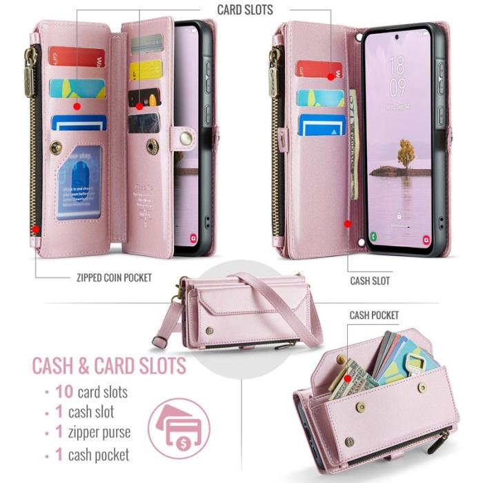 Caseme - CASEME Plånboksfodral Konstläder för Samsung Galaxy A56 5G - Rosa