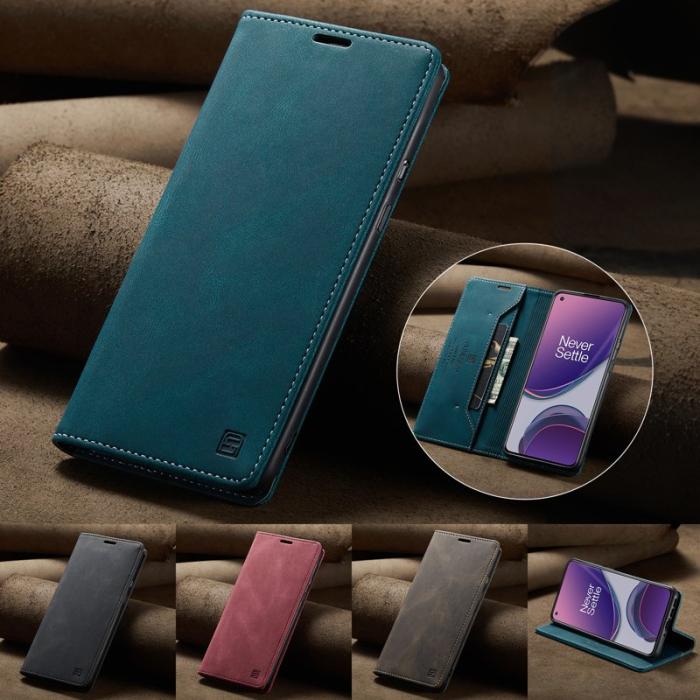 AUTSPACE - AUTSPACE OnePlus 8T Wallet Fodral KonstLäder - Blå