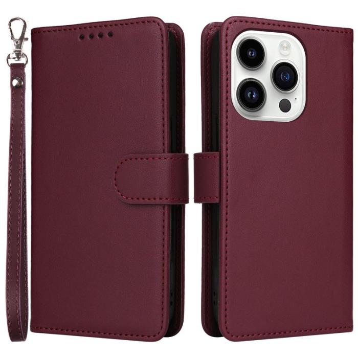 BETOPNICE - BETOPNICE iPhone 14 Pro Max Plånboksfodral Konstläder - Vinröd