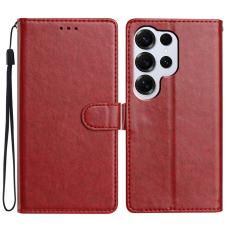 OEM - Samsung Galaxy S26 Ultra Pl&aring;nboksfodral Konstl&auml;der St&auml;ll - R&ouml;d