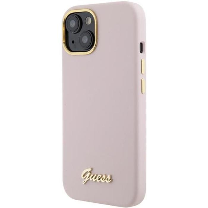 Guess - Guess iPhone 15 Pro Max Mobilskal Silikon Script Metal Logo