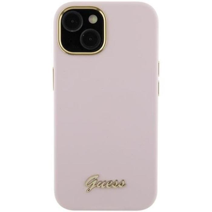 Guess - Guess iPhone 15 Pro Max Mobilskal Silikon Script Metal Logo