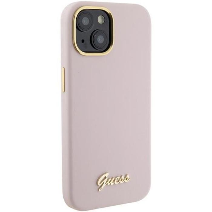 Guess - Guess iPhone 15 Pro Max Mobilskal Silikon Script Metal Logo