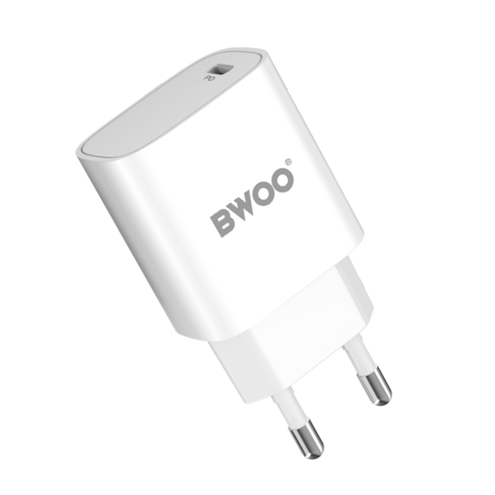BWOO - BWOO Väggladdare 20W + Kabel USB-C Till USB-C 1m - Vit