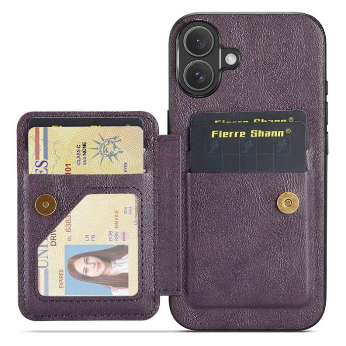 FIERRE SHANN - FIERRE SHANN 024 iPhone 16 Plus Fodral KonstLäder - Lila