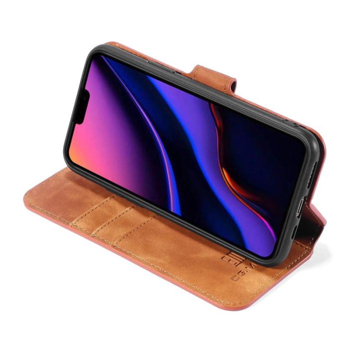 DG.MING - DG.MING Retro Konstläder Plånboksfodral iPhone 11 Pro Max Brun