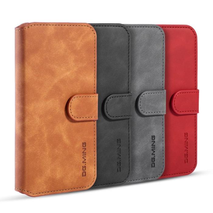 DG.MING - DG.MING Retro Konstläder Plånboksfodral iPhone 11 Pro Max Brun