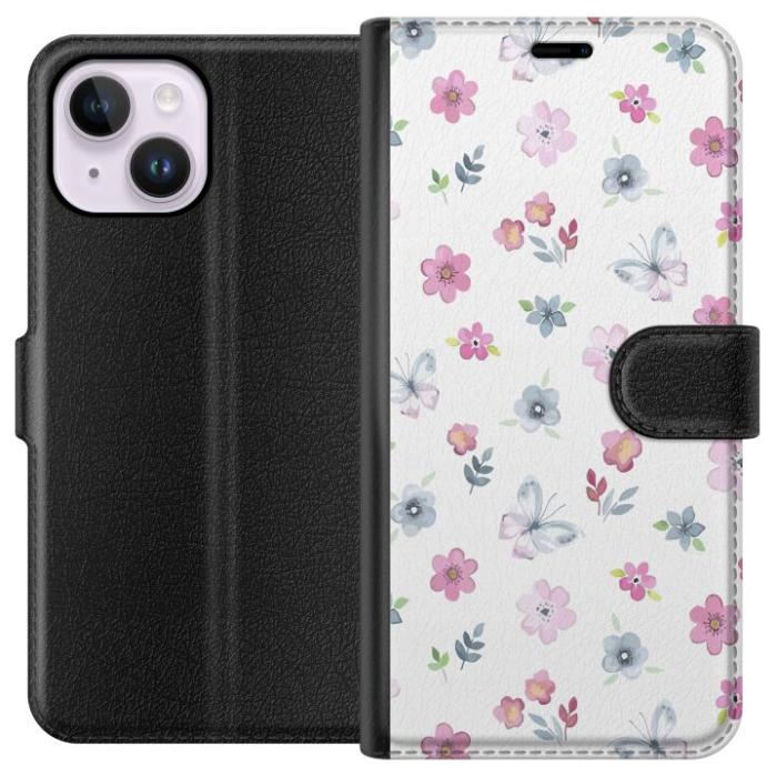 iSecrets - Plånboksfodral till Apple iPhone 14 Plus med Blommor och fjärillar