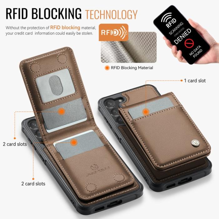 JEEHOOD - JEEHOOD J06 Konstläder fodral till Samsung Galaxy S23 - Brun