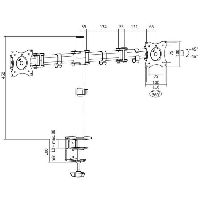 LogiLink - LOGILINK Monitorarm dubbel 13-27