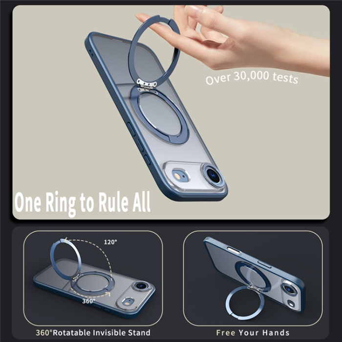 A-One Brand - iPhone Air Mobilskal Ring Kickstand TPU PC Clear - Blå