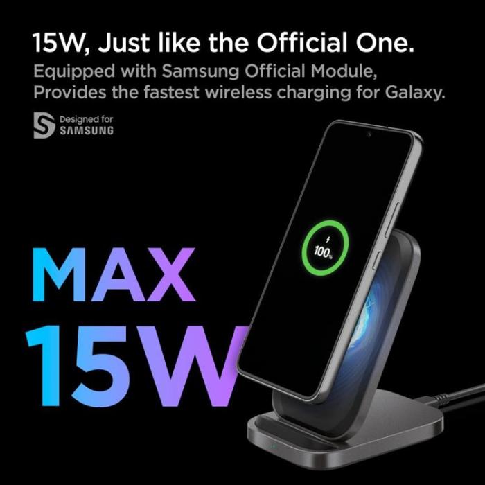 Spigen - Spigen Trådlös Laddare 15W Arcfield För Samsung-Produkter - Svart