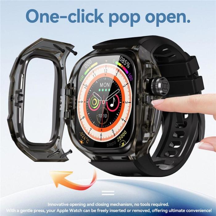 A-One Brand - Armband För Apple Watch Ultra 1/2/3 (49mm) Silikon med Skal - Svart