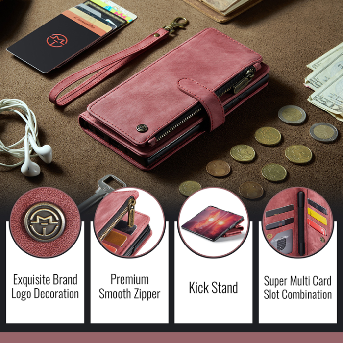 Caseme - CASEME Galaxy Z Fold 7 Plånboksfodral Med Rem läder - Röd