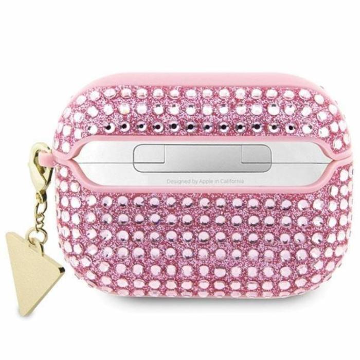Guess - Guess AirPods Pro 2 Skal Rhinestone Triangle Charm - Rosa