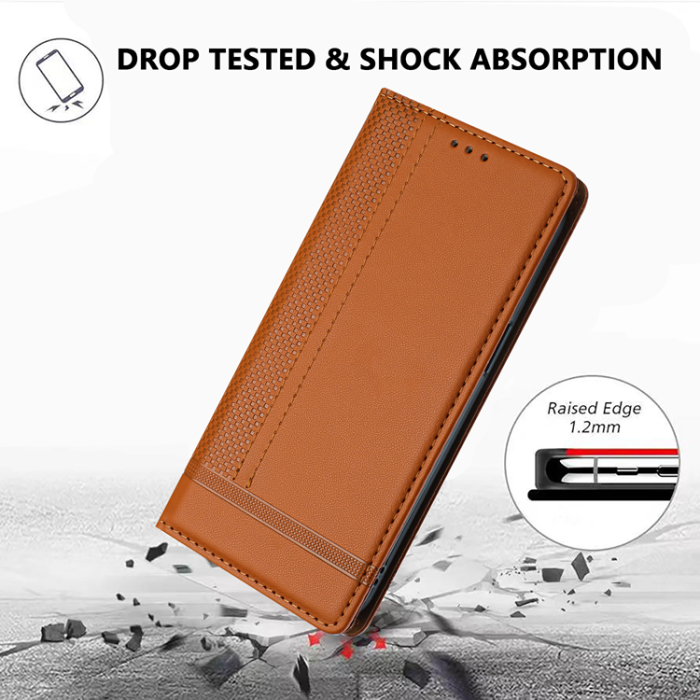 A-One Brand - iPhone 17 Air Plånboksfodral Kickstand Grid Pattern - Brun