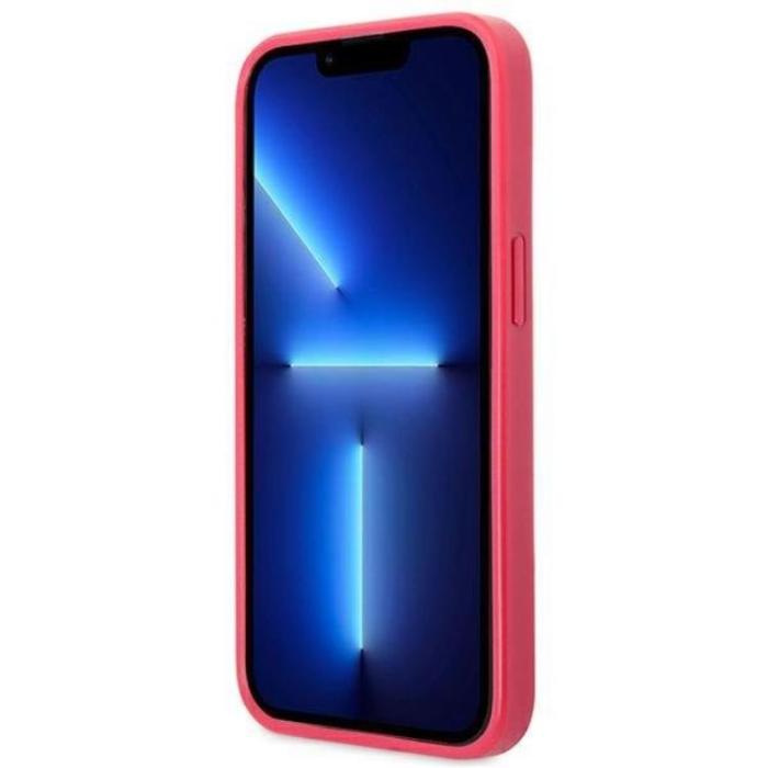 Guess - Guess iPhone 13 Pro Mobilskal Saffiano Small Metall Logo - Rosa