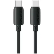 USAMS - USAMS USB-C till USB-C 60W Kabel 3A 1m Silikon U98 - Svart