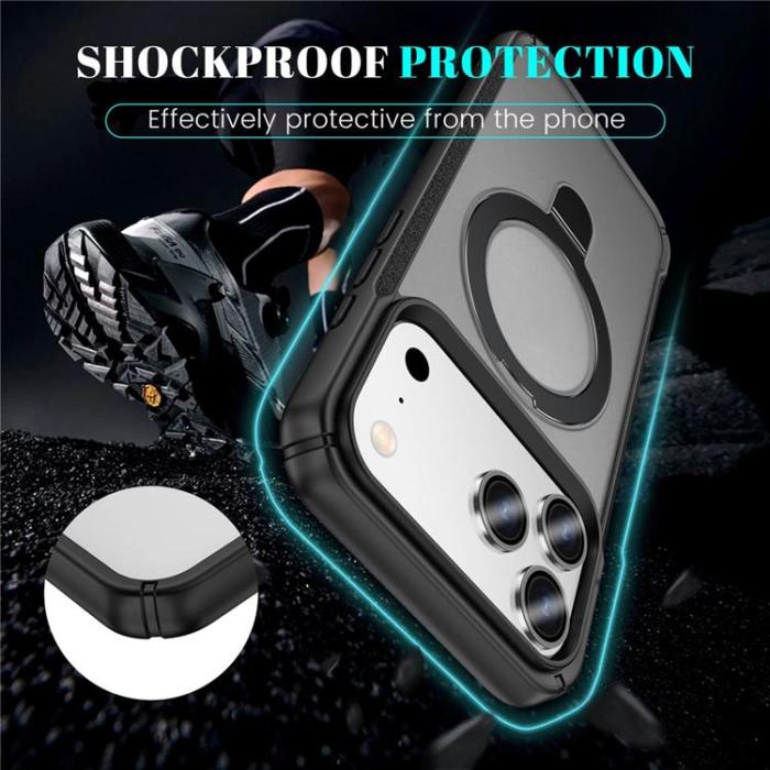 A-One Brand - iPhone 17 Pro Max Mobilskal MagSafe Rotating Kickstand - Matt Svart
