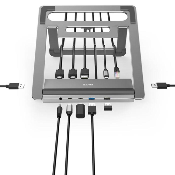 Hama - Hama USB-C Dockningsstation 12in1 - Svart