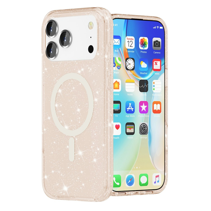 A-One Brand - iPhone 17 Pro Mobilskal MagSafe Puderglitter - Guld