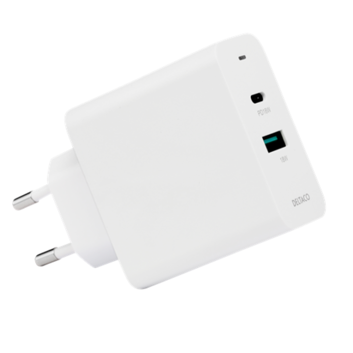 UTGATT1 - Deltaco PD Väggladdare USB Till USB-C 36 W - Vit