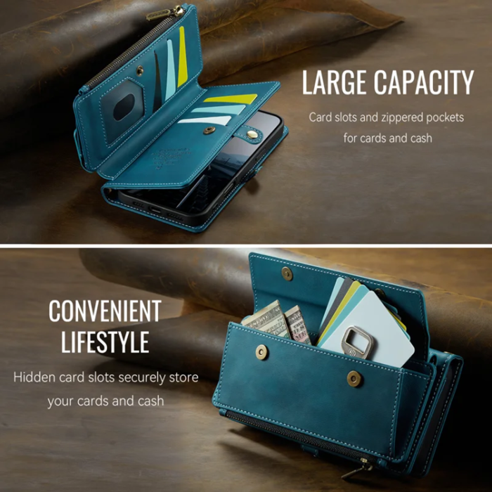 Caseme - Caseme iPhone 16 Pro Plånboksfodral RFID Blocking Zipper - Grön