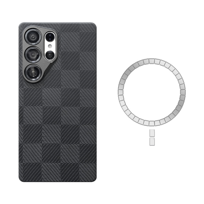 A-One Brand - Galaxy S25 Ultra Mobilskal MagSafe Kevlar - Svart/Grå Stylish