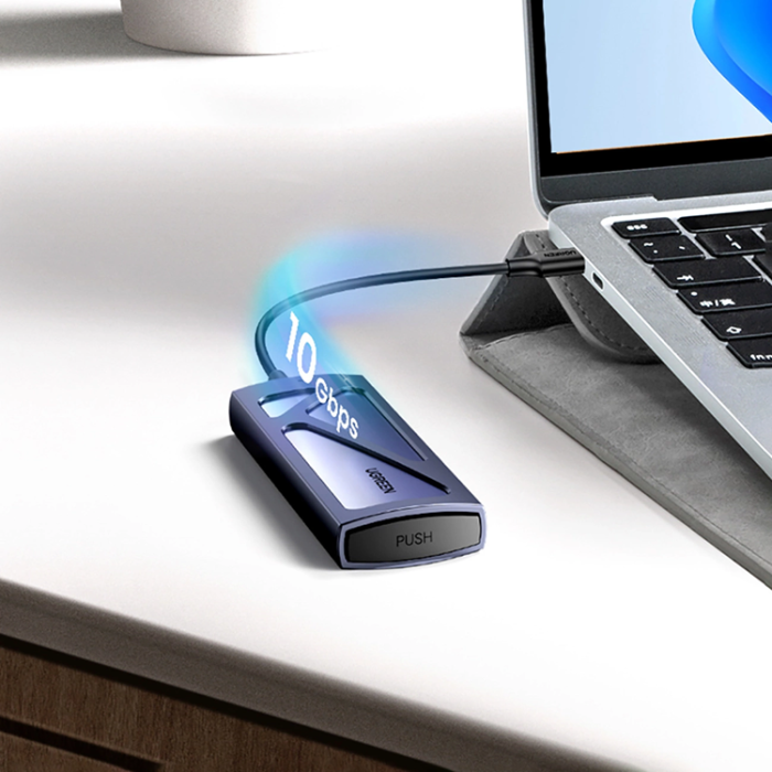 Ugreen - Ugreen Skivhus för 10 Gbps-enhet M.2 NVMe Med USB-C / USB-A Kablar - Svart