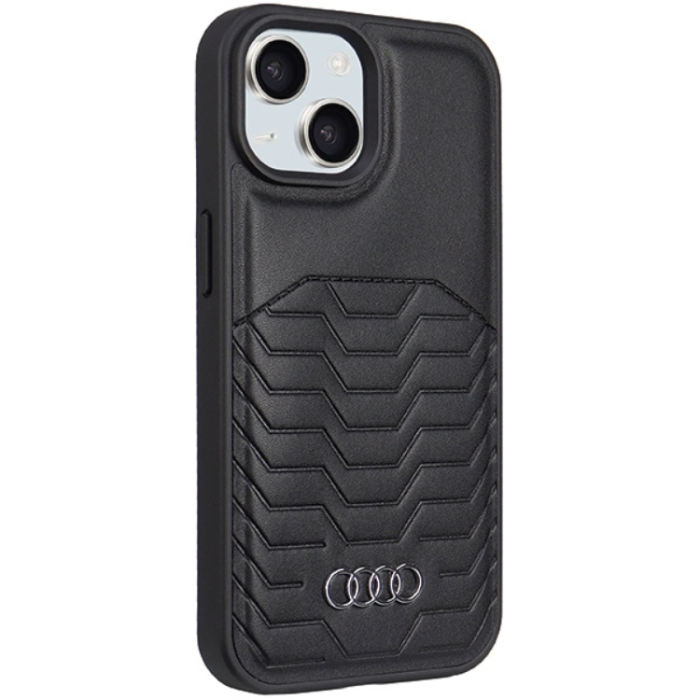Audi - Audi iPhone 15/14/13 Mobilskal Magsafe Syntetiskt Läder - Svart