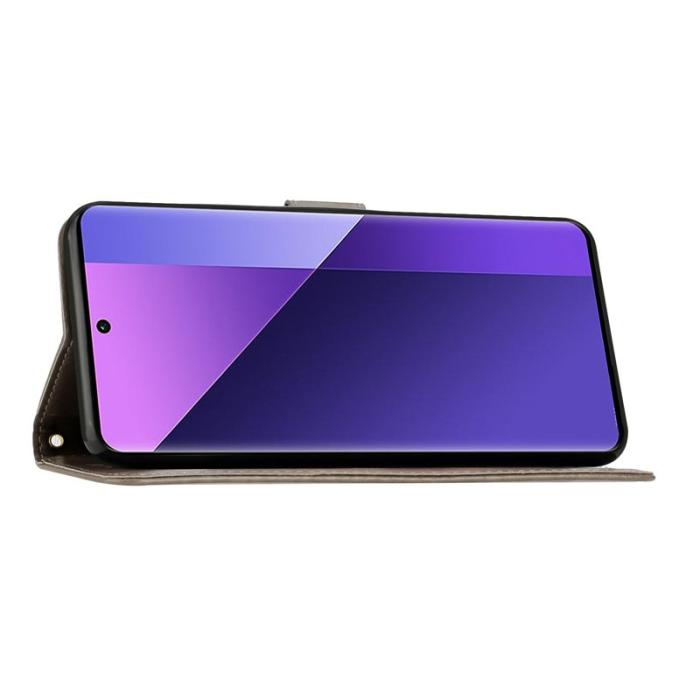 OEM - Samsung Galaxy S26 Ultra Fodral Äkta Läder Fjäril Blomma - Grå