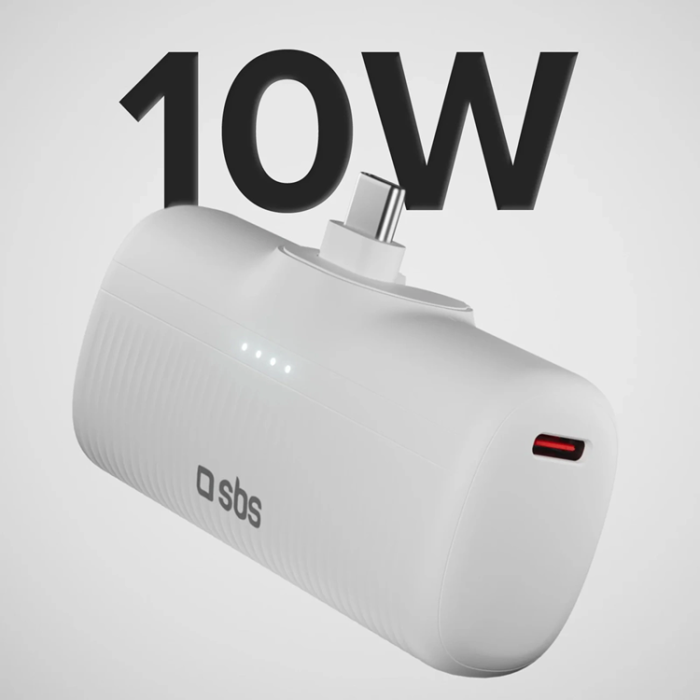 SBS - SBS Powerbank 5000mAh 10W med USB-C Hamn EcoPower - Vit