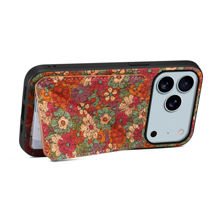 A-One Brand - iPhone 17 Pro Mobilskal Korthållare Blommor - Sommar / Röd