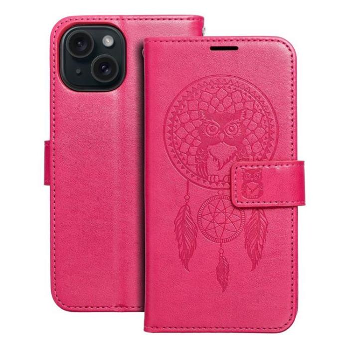 OEM - iPhone 15 Plånboksfodral Mezzo Dreamcatcher - Magenta