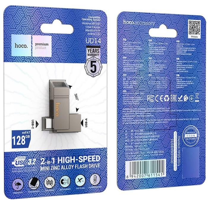 Hoco - Hoco Pendrive 128GB USB-A, USB-C UD14 USB 3.2
