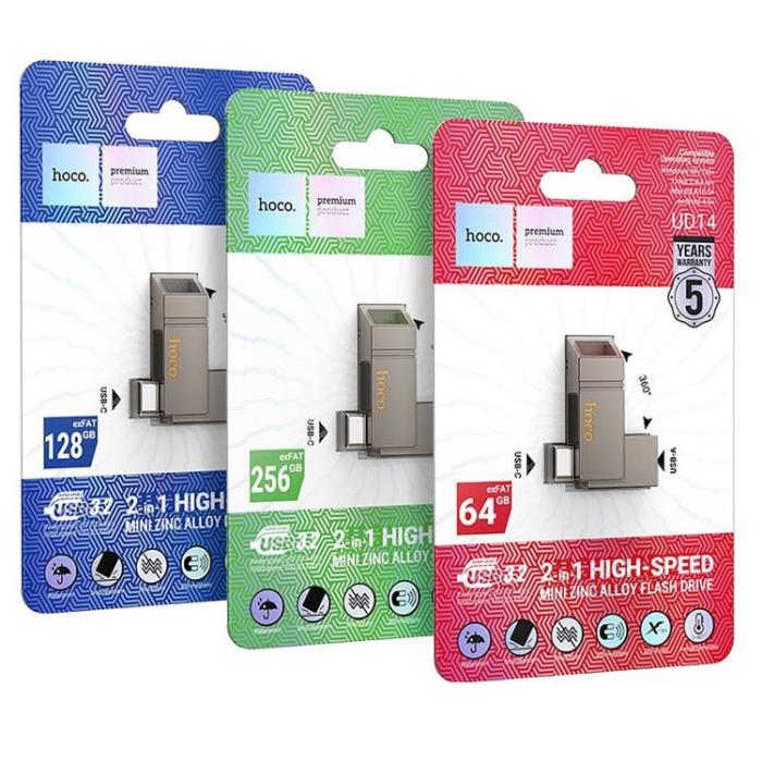Hoco - Hoco Pendrive 128GB USB-A, USB-C UD14 USB 3.2