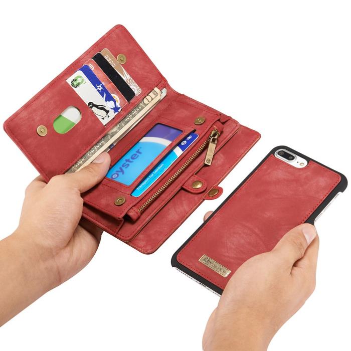 UTGATT5 - Caseme Plånboksfodral av läder iPhone 7/8 Plus - Röd