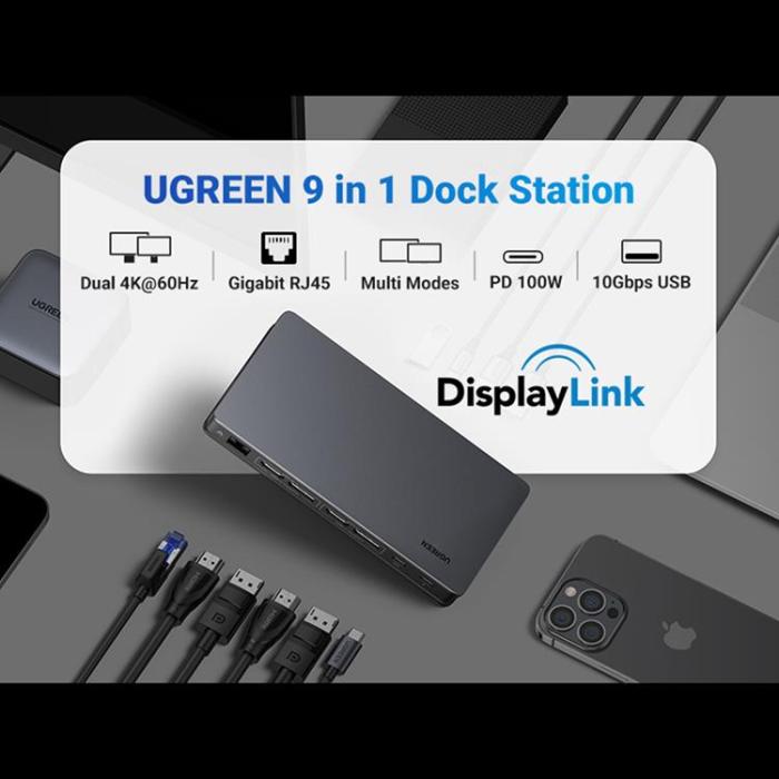 Ugreen - UGreen USB-C HUB Multifunctional - Grå