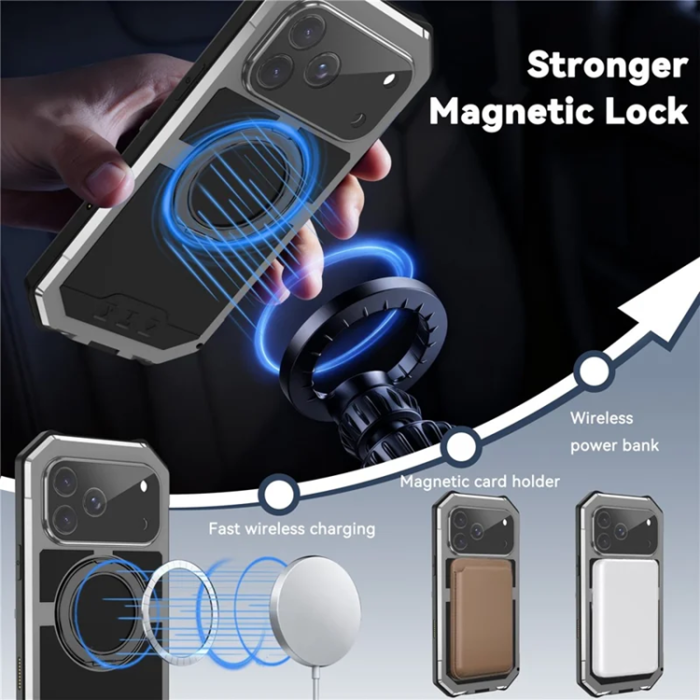R-JUST - R-JUST Mobilskal till iPhone 17 Pro Max Magsafe Kickstand - Silver