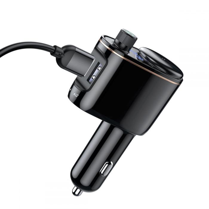 UTGATT5 - BASEUS S06 2-Port Usb Billaddare + Sändare Fm Svart