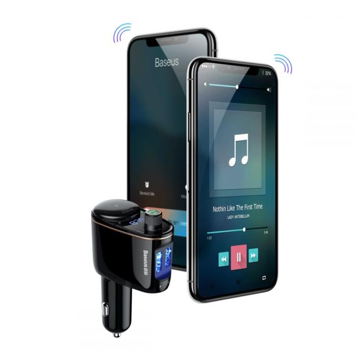 UTGATT5 - BASEUS S06 2-Port Usb Billaddare + Sändare Fm Svart