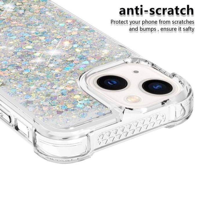 OEM - iPhone 14 Plus Skal Liquid Floating Glitter - Silver
